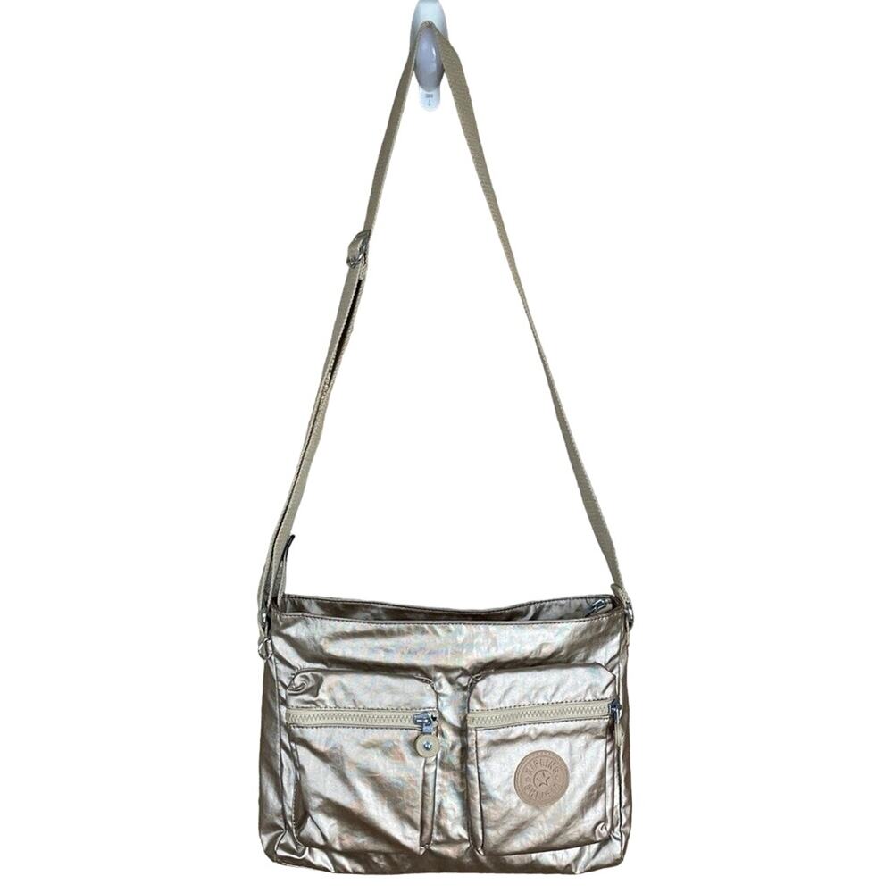 Kipling Coralie Crossbody Bag Purse Cargo Pockets Metallic Gold